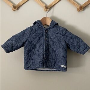 Peanuts Kids Gap quilted  Jacket in Navy Blue, size 3-6 months, snoopy print